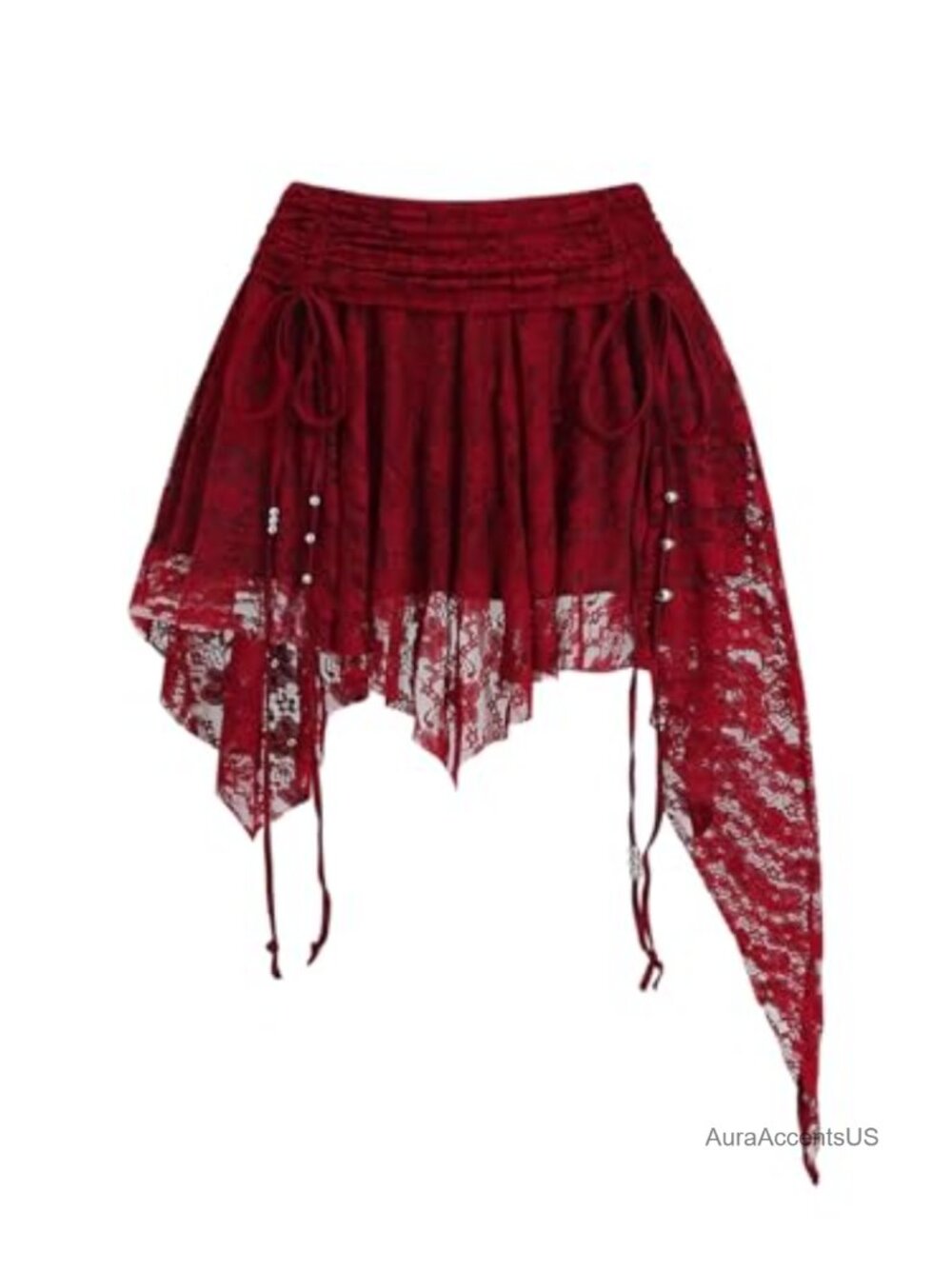 Flowy Asymmetrical Ruffle Tiered High Rise Skirt with Drawstring